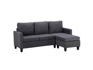 New Convertible Sectional Sofa Couch L-Shaped Couch w/ Back Cushion Dark Gray New Convertible Sectional Sofa Couch L-Shaped Couch w/ Back Cushion Dark Gray