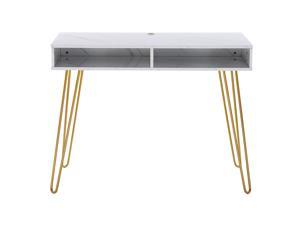 New Marble Iron Foot MDF Metal Weight Capacity 220 lbs Computer Table White New Marble Iron Foot MDF Metal Weight Capacity 220 lbs Computer Table White
