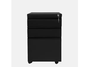 3 Drawer Mobile File Cabinet with Lock, Metal Filing Cabinet Legal/Letter Size, Black 3 Drawer Mobile File Cabinet with Lock, Metal Filing Cabinet Legal/Letter Size, Black