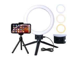 Infinite Dimming Double Color Temperature LED Ring Lamp and Mini Tabletop Tripod US Standard