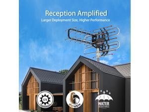 150Miles HDTV Outdoor Amplified Digital Antenna 360 Rotor HD TV UHF VHF FM