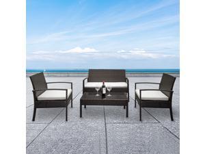 Rattan Wicker Sofa Set 4 Piece Sectional Couch Cushioned Furniture Patio Outdoor Rattan Wicker Sofa Set 4 Piece Sectional Couch Cushioned Furniture Patio Outdoor