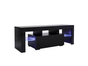 TV Stand with High Gloss LED Lights, Media Console Cabinet Shelves for TV up to 54"