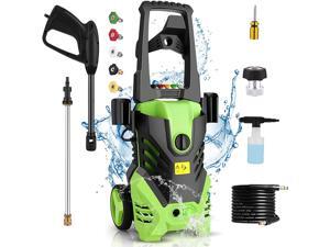1800W 3000PSI 1.7 GPM High Pressure Washer Professional Power Washer Electric Cleaner with 5 Nozzles (Green)