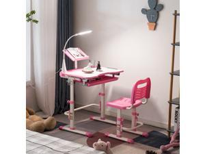 Height Adjustable Kids Desk Children's School Desk Set with Chair Pink Height Adjustable Kids Desk Children's School Desk Set with Chair Pink