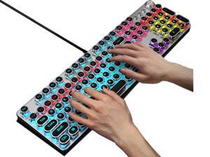 104 Key e-sport Mechanical Keyboard Gaming Keyboard Wired USB LED Backlit Retro Typewriter Mechanical Keyboard - Blue Switch - Round Keycaps 104 Key e-sport Mechanical Keyboard Gaming Keyboard Wired USB LED Backlit Retro Typewriter Mechanical Keyboard - Blue Switch - Round Keycaps