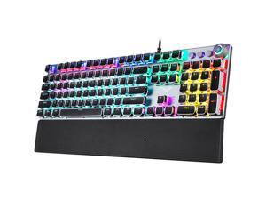 E-sport 104 Key Mechanical Keyboard, Black axis mixed light punk metal peripheral keyboard with Hand Rest Wired Gaming Keyboard USB 7 Color Backlight E-sport 104 Key Mechanical Keyboard, Black axis mixed light punk metal peripheral keyboard with Hand Rest Wired Gaming Keyboard USB 7 Color Backlight