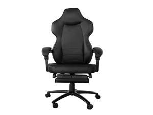 Kimrace Gaming Chair Racing Office Ergonomic Computer Chair with Reclining Back and Slide-Out Footrest in Black LeatherSoft Kimrace Gaming Chair Racing Office Ergonomic Computer Chair with Reclining Back and Slide-Out Footrest in Black LeatherSoft