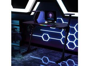 Gaming Desk, Z Shaped PC Computer Desk Home Office Desk Student Desk Game Station Desk with Headphone Hook and adjustable Pads, 43.3"L x 23.6"W x 40.5"H, Black Gaming Desk, Z Shaped PC Computer Desk Home Office Desk Student Desk Game Station Desk with Headphone Hook and adjustable Pads, 43.3"L x 23.6"W x 40.5"H, Black