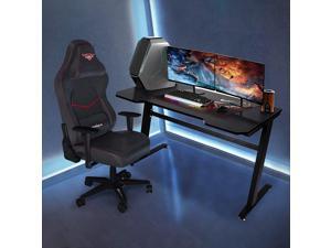 UHOMEPRO Gaming Desk, Premium Home Office PC Computer Table for Gamer Pro, Black Gaming Desks Workstation with 2 Cable Management Holes, Mdf PVC Laminated Tabletop + Thicker Steel, BLACK UHOMEPRO Gaming Desk, Premium Home Office PC Computer Table for Gamer Pro, Black Gaming Desks Workstation with 2 Cable Management Holes, Mdf PVC Laminated Tabletop + Thicker Steel, BLACK