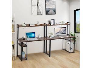 Computer Desk with Hutch, UHOMEPRO Extra Long Two Person Desk with Storage Shelves, Double Work Station Office Desk Table Study Writing Desk for Home Office, 94.48"L x 23.62"W x 53.46"H, Black Computer Desk with Hutch, UHOMEPRO Extra Long Two Person Desk with Storage Shelves, Double Work Station Office Desk Table Study Writing Desk for Home Office, 94.48"L x 23.62"W x 53.46"H, Black