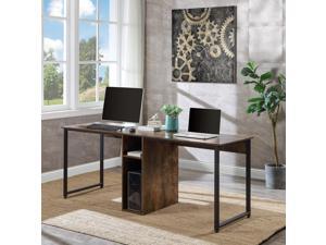 Computer Desk with Hutch, UHOMEPRO Extra Long Two Person Desk with Storage Shelves, Double Work Station Office Desk Table Study Writing Desk for Home Office,78.74"L x 23.62"W x 29.92"H, Brown Computer Desk with Hutch, UHOMEPRO Extra Long Two Person Desk with Storage Shelves, Double Work Station Office Desk Table Study Writing Desk for Home Office,78.74"L x 23.62"W x 29.92"H, Brown