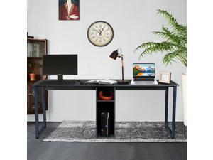 Computer Desk with Hutch, UHOMEPRO Extra Long Two Person Desk with Storage Shelves, Double Work Station Office Desk Table Study Writing Desk for Home Office,78.74"L x 23.62"W x 29.92"H, Brown Computer Desk with Hutch, UHOMEPRO Extra Long Two Person Desk with Storage Shelves, Double Work Station Office Desk Table Study Writing Desk for Home Office,78.74"L x 23.62"W x 29.92"H, Brown