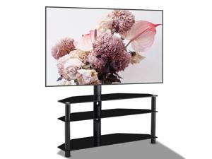 Universal Swivel Floor TV Stand, UHOMEPRO SturdyTV Mount Stand for Most 32"-65" LCD LED Flat/Curved Screen TVs TV and Media Shelf Height Adjustable, Internal Cable Management, Three Level Glass Base Universal Swivel Floor TV Stand, UHOMEPRO SturdyTV Mount Stand for Most 32"-65" LCD LED Flat/Curved Screen TVs TV and Media Shelf Height Adjustable, Internal Cable Management, Three Level Glass Base