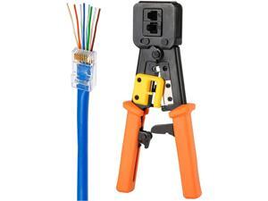 EZ RJ45 Crimp Tool Pass Through Cat5 Cat5e Cat6 Crimping Tool for RJ45/RJ12, CAT5, CAT5e, CAT6 Regular and End-Pass-Through connectors EZ RJ45 Crimp Tool Pass Through Cat5 Cat5e Cat6 Crimping Tool for RJ45/RJ12, CAT5, CAT5e, CAT6 Regular and End-Pass-Through connectors