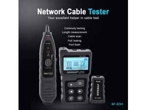 Network Cable Tester NF-8209 Wire Tracker Network Tool Scan Cable Wiremap Tester CAT5 CAT6 Cable Length Measurement, PoE Testing, NCV Function