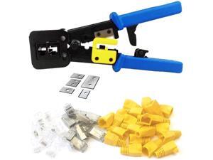 RJ45 Crimp Tool 6P 8P Multi-function Cable Cutter Pass Through Crimper Ethernet Cable Connector Crimping Tool Ratcheting Hand Tools Bonus CAT6 Connector 20 Pack RJ45 Crimp Tool 6P 8P Multi-function Cable Cutter Pass Through Crimper Ethernet Cable Connector Crimping Tool Ratcheting Hand Tools Bonus CAT6 Connector 20 Pack