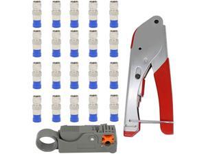 Compression Tool Kit,Coax Compression Crimper,Compression Crimping Tool +Coaxial Crimper Cable Cutter +20pcs Connectors Hand Tool Set Compression Tool Kit,Coax Compression Crimper,Compression Crimping Tool +Coaxial Crimper Cable Cutter +20pcs Connectors Hand Tool Set