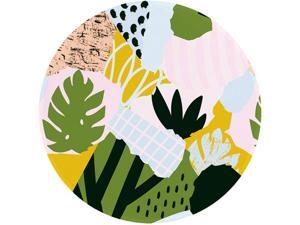 ITNRSIIET [20% Larger] Mouse Pad with Stitched Edge Premium-Textured Mouse Mat Waterproof Non-Slip Rubber Base Round Mousepad for Laptop PC Office 8.7×8.7×0.12 inches, Abstract Leaves