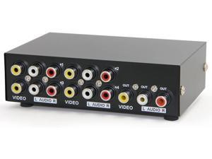 Panlong 4-Way AV Switch RCA Switcher 4 in 1 Out Composite Video L/R Audio Selector Box for DVD STB Game Consoles
