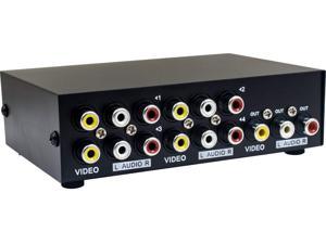 Duttek AV Switch BoxRCA SwitcherAV(3 RCA) Cable 4 in 1 Out Composite Video L/R Audio Selector Box for Monitor DVDTV