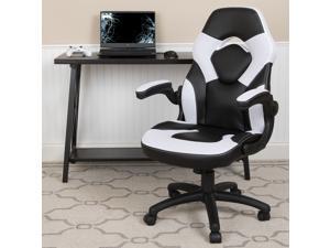 Gaming Chair Racing Office Ergonomic Computer PC Adjustable Swivel Chair with Flip-up Arms, White/Black Gaming Chair Racing Office Ergonomic Computer PC Adjustable Swivel Chair with Flip-up Arms, White/Black