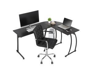 Modern L-Shaped Laptop Corner Desk Computer Desk Table, Home Office Writing Workstation Black Modern L-Shaped Laptop Corner Desk Computer Desk Table, Home Office Writing Workstation Black