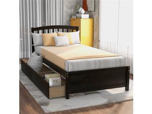 Twin Bed with Storage Drawers,Modern Twin Size Bed Frame Platform with 10 Support Slats for Adults,No Box Spring Required