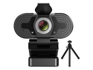TROPRO 1080P webcam for PC, full HD computer camera with cover, USB web cam with microphone, cover, expandable tripod, streaming camera for Skype, Streaming, teleconference etc.