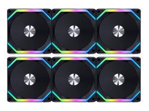 Lian Li UNI Fan SL120-V2 6 Pack Black-with Controller and Extension (ARGB 120mm LED PWM Daisy-Chain) UF-SL120-V2-6B PC Cooling Computer ARGB Case Fans Heatsink Cooler