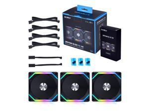Lian Li UNI Fan SL120-V2 3 Pack Black-with Controller and Extension (ARGB 120mm LED PWM Daisy-Chain) UF-SL120-V2-3B PC Cooling Computer ARGB Case Fans Heatsink Cooler