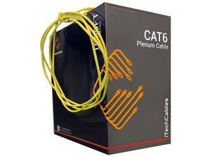 Cat6 Plenum 1000ft Bulk (CMP Rated) | 23AWG 4Pair Solid, 550-MHz  | Unshielded Twisted Pair (UTP) Ethernet Cable | Fluke Tested | Up to 10 Gigabit, Yellow