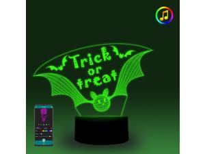 Trick Or Treat Smart 3D Lamp Led Night Light Halloween Gift Sync With Music Room Décor 7 &16M Colors Changing App Control