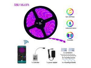 5M(16.4ft) RGB Strip Light 30LEDs/M Waterproof kit App control Sync with music 16 million colors LED light strip for home lighting kitchen Strip lights for bar car Decoration 5M(16.4ft) RGB Strip Light 30LEDs/M Waterproof kit App control Sync with music 16 million colors LED light strip for home lighting kitchen Strip lights for bar car Decoration