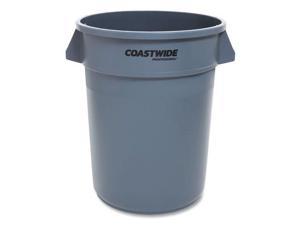 Coastwide Open Top Round Trash Can, Plastic, 32 gal, Gray, Each (CWZ2625784)