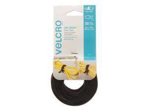 Velcro Brand One-Wrap Pre-Cut Thin Ties, 0.5" X 8", Black, 50/Pack 95172