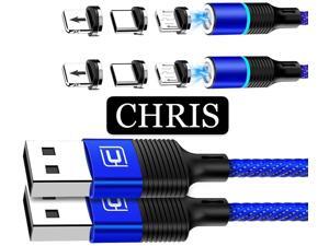 Magnetic Charging Cable, CAFELE Nylon Braided USB 3.A Fast Charging Cord with LED Light, Universal 3 in 1 Magnet Phone Charger Compatible with Micro USB, Type C Devices - Blue/6.6ft Magnetic Charging Cable, CAFELE Nylon Braided USB 3.A Fast Charging Cord with LED Light, Universal 3 in 1 Magnet Phone Charger Compatible with Micro USB, Type C Devices - Blue/6.6ft