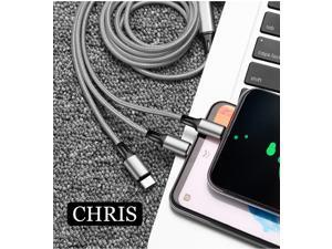 Chris 4ft 3 in 1 Charger Cord Multi USB Charging Cable Cords Braided Type C/Micro Compatible with Phone 11 Pro Max/XS MAX/8 Plus/Galaxy Note 10/S20/S10,Silver Chris 4ft 3 in 1 Charger Cord Multi USB Charging Cable Cords Braided Type C/Micro Compatible with Phone 11 Pro Max/XS MAX/8 Plus/Galaxy Note 10/S20/S10,Silver