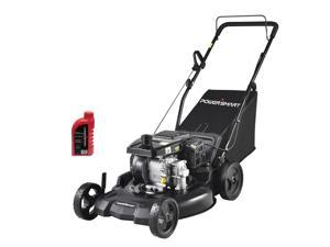 PowerSmart Push Lawn Mower Gas Powered - 21 Inch, 3-in-1 Gas Lawn Mower with Bag, 5 Heights Adjustable - 1.18" to 3", 209cc 4-Stroke Engine, Oil Included