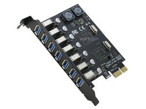 PCIe USB 3.0 Card 7 Port, RIITOP PCI-e Express x1 to 7 Port USB3.0 Expansion Controller Card Adapter, NEC Chipset, No Need Power Supply