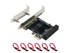 SATA Expansion Card 6Port, RIITOP PCI-e x1 to SATA Hard Drive Controller Card Adapter, Come with Low Profile Bracket (JMB575+ASM1062 Chipset) - NO RAID