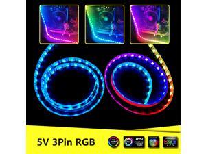 0.5m(1.64ft.) Length RGB LED Strip Lights Magnetic Rainbow PC Case Lighting, 5v 3pin Add RGB Header Support Motherboard Asus Aura, MSI