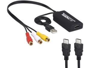 RCA to HDMI Converter(Female to Female), Composite to HDMI Adapter Support PAL/NTSC Compatible with WII, WII U, PS one, PS2, PS3, STB, Xbox, VHS, VCR, Blue-Ray DVD Players RCA to HDMI Converter(Female to Female), Composite to HDMI Adapter Support PAL/NTSC Compatible with WII, WII U, PS one, PS2, PS3, STB, Xbox, VHS, VCR, Blue-Ray DVD Players