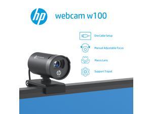 HP W100 Easy Plug and Play USB 2.0 HD 480P PC Computer Desktop Laptop Manual Focus with Built-in Microphone Web Cam Camera Online Conference Skype Video Calling for Mac Windows XP 7/8/10