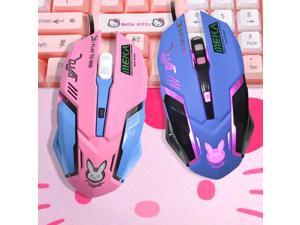DVA Pink Game Office Mouse Girls Light-emitting Competition Chicken Cute Wired Wireless Mouse for PC Laptop CF Overwatch