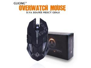 OW D.va Mercy Reaper USB Wired Mouse 6 Button 2400 DPI Optica Breathing Gaming Mice for CF Overwatch Optica Laptop Computer Game