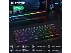BlitzWolf BW-KB1 Bluetooth 5.0 Wireless Mechanical Keyboard Type-C Gaming Keyboard Gateron Switch RGB 63 Keys Brown Black Switch BlitzWolf BW-KB1 Bluetooth 5.0 Wireless Mechanical Keyboard Type-C Gaming Keyboard Gateron Switch RGB 63 Keys Brown Black Switch