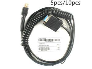 5pcs/10pcs New 5V 3M RS232 Serial Coiled Cable For Zebra DS3608 DS3678  LI3608 LI3678 Barcode Scanner Cable
