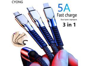 5A 13m 3 in 1 USB Type C Cable Fast Charging Mole Phone USBC Charger TypeC Cord For Redmi