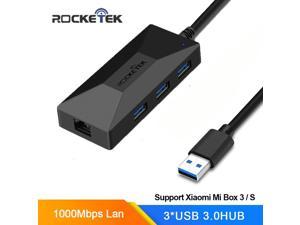 Rocketek USB HUB Gigabit Ethernet Adapter 1000Mbps Hub 30 Rj45 Lan for Xiaomi Mi Box 3S Android TV Settop Network Card